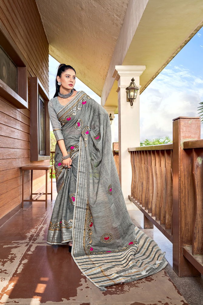 Rajyog Andaz  Latest Fancy Festive Wear Designer Rich Look Exclusive Linen Silk Saree Collection